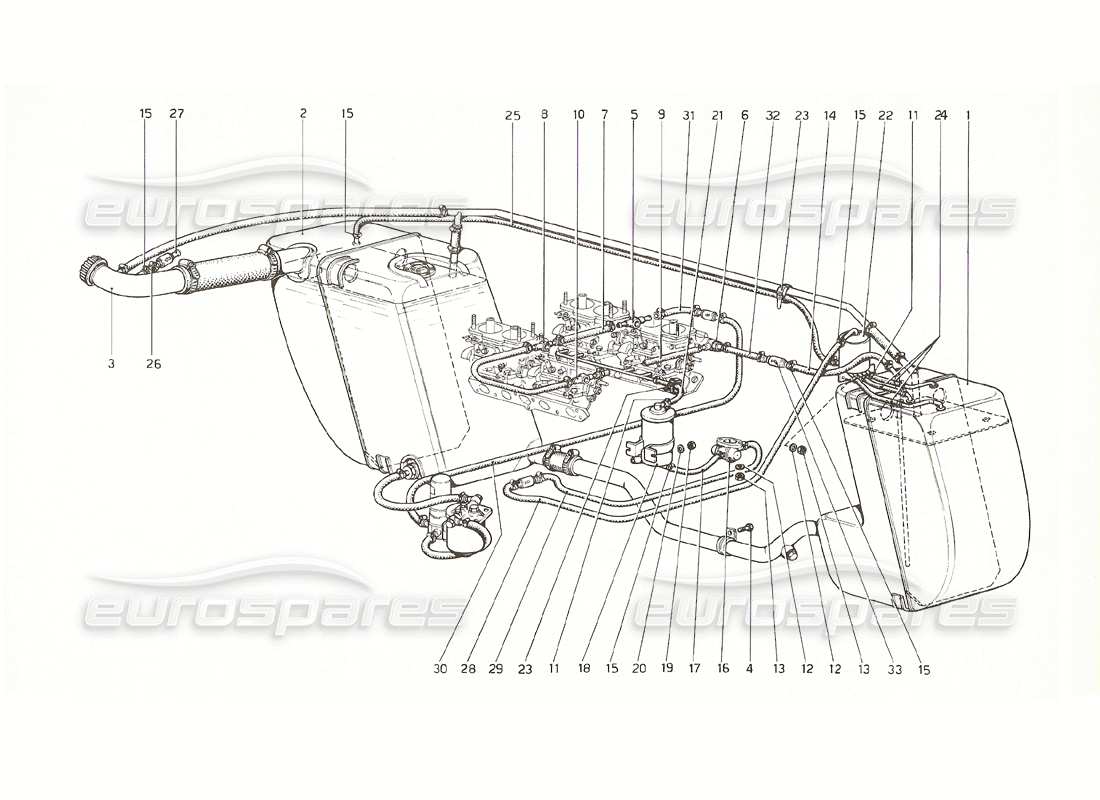 a part diagram from the ferrari 308 gt4 dino (1976) parts catalogue