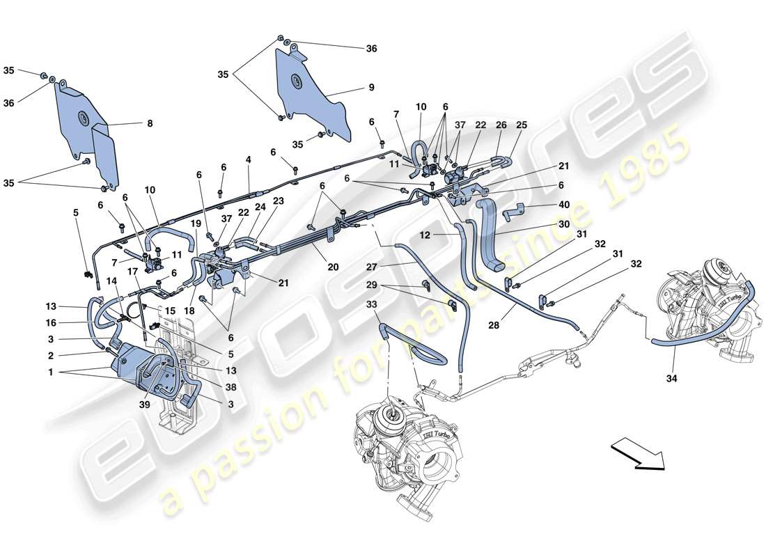 a part diagram from the ferrari 488 spider (europe) parts catalogue
