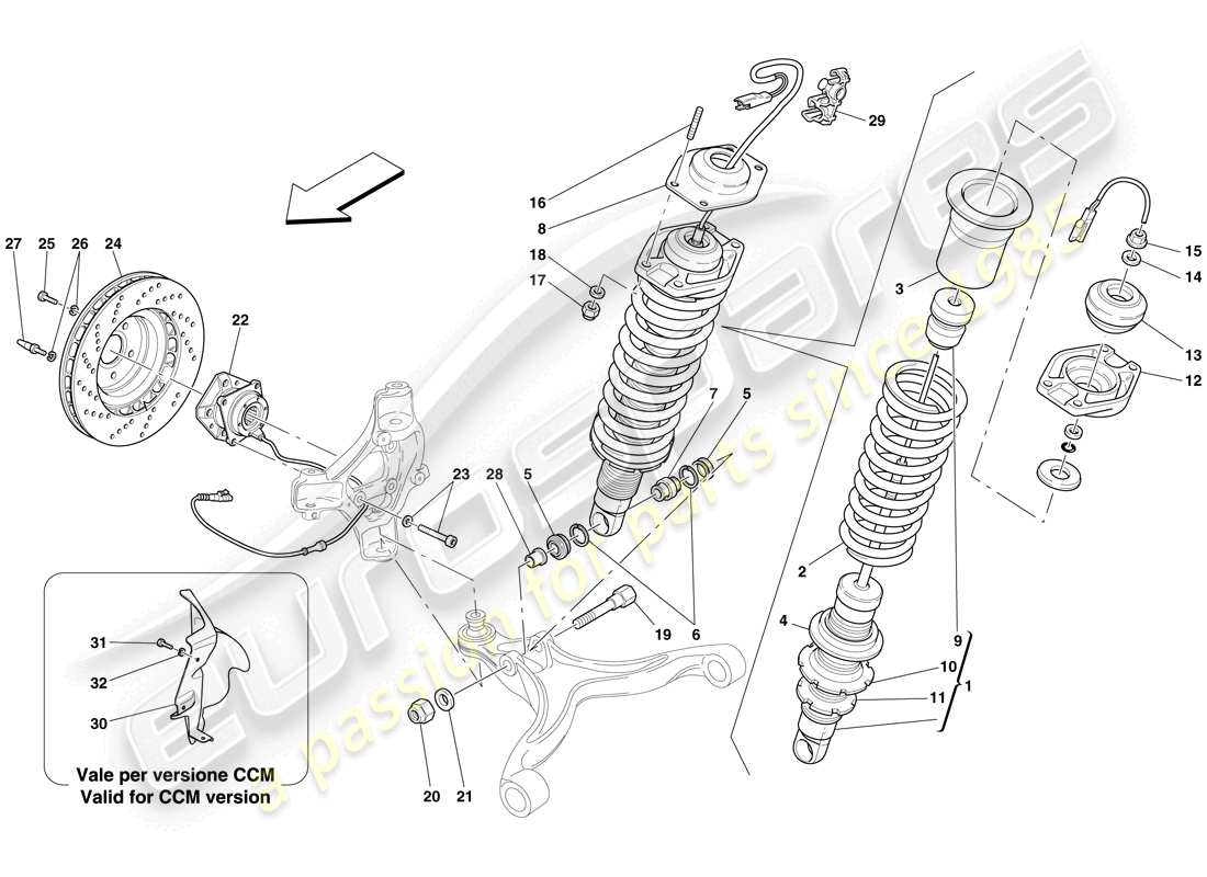 a part diagram from the ferrari 612 scaglietti (usa) parts catalogue