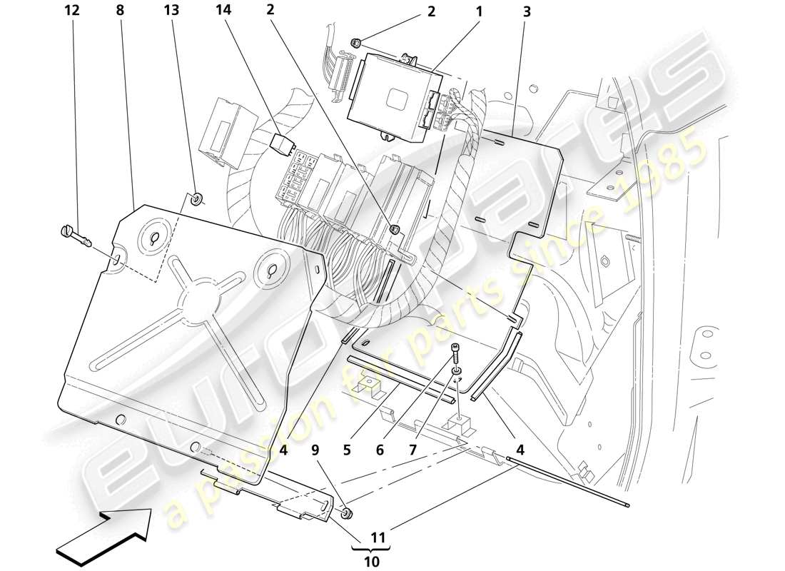 a part diagram from the maserati trofeo parts catalogue