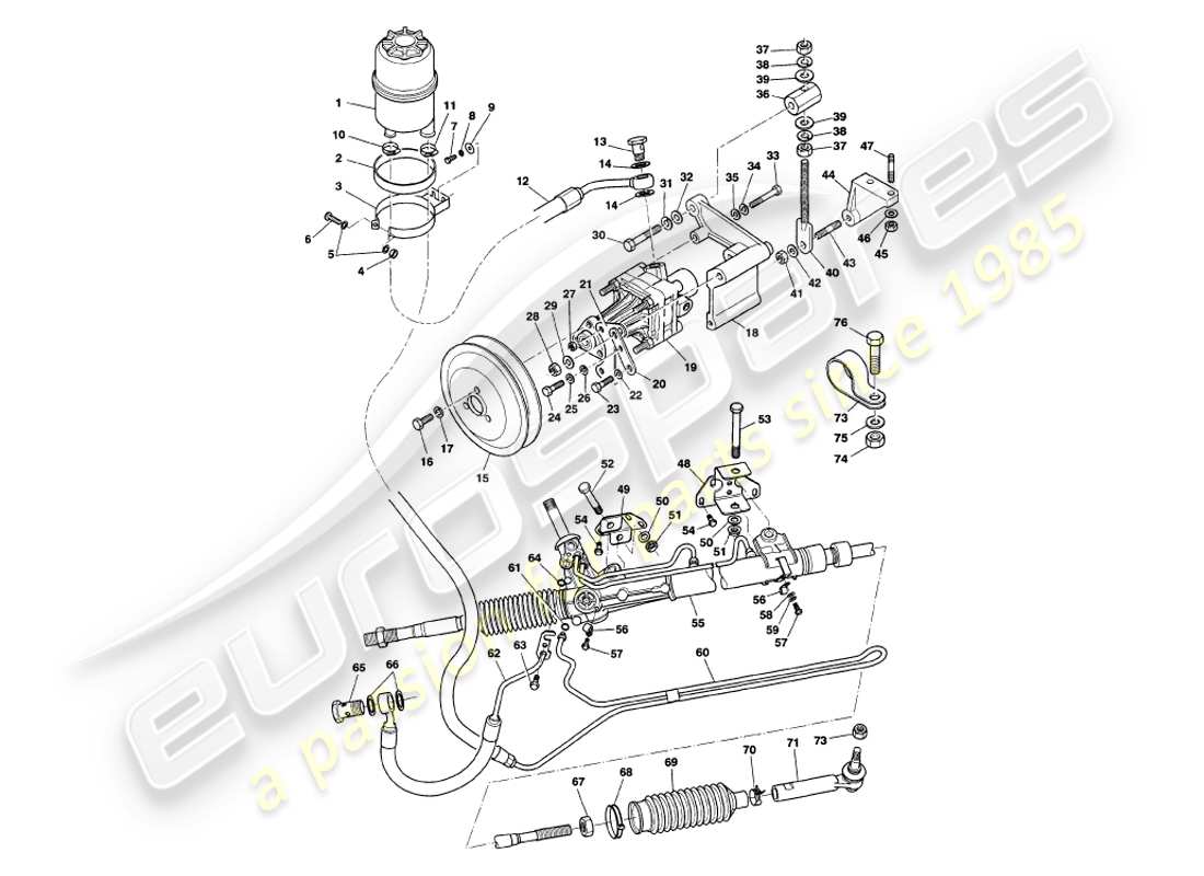 a part diagram from the aston martin v8 volante (1999) parts catalogue