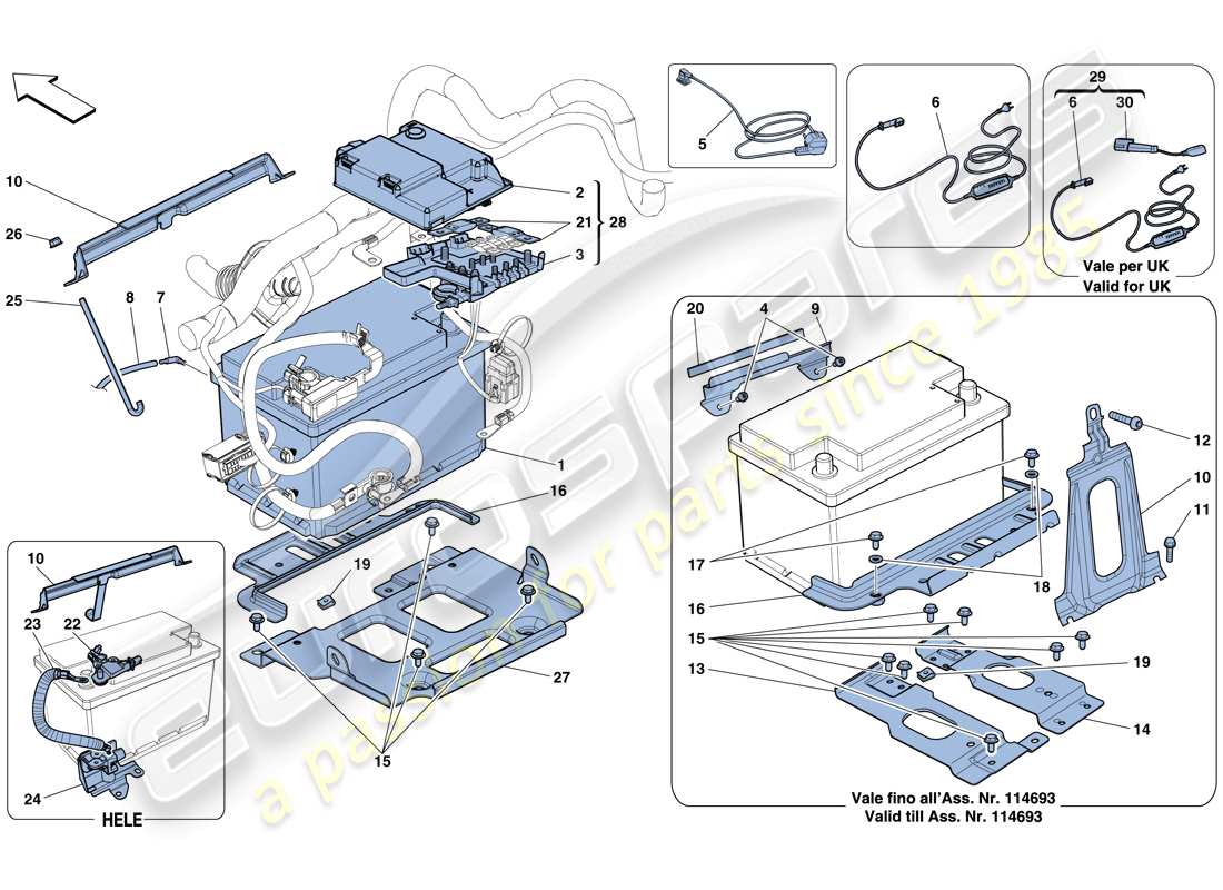 a part diagram from the Ferrari 458 Spider (RHD) parts catalogue