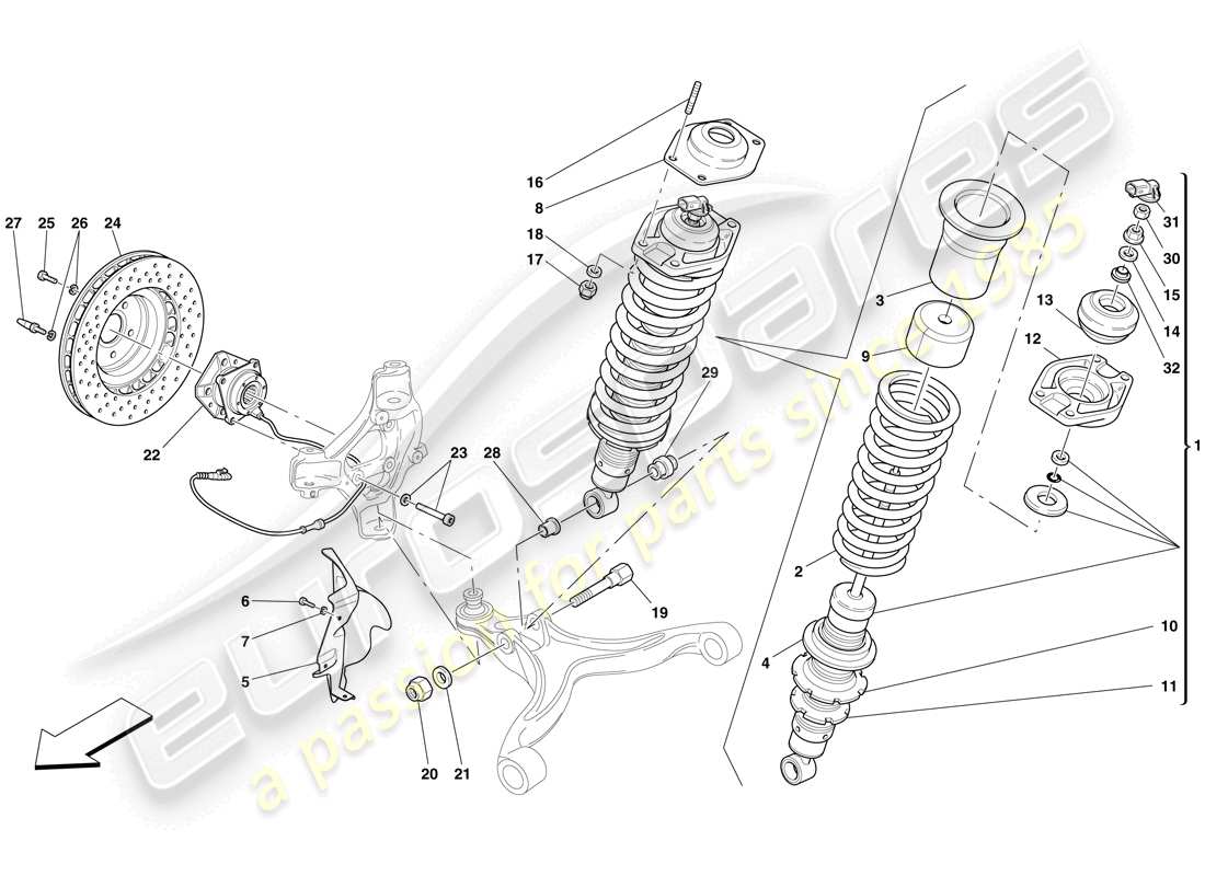 a part diagram from the ferrari 599 sa aperta (rhd) parts catalogue