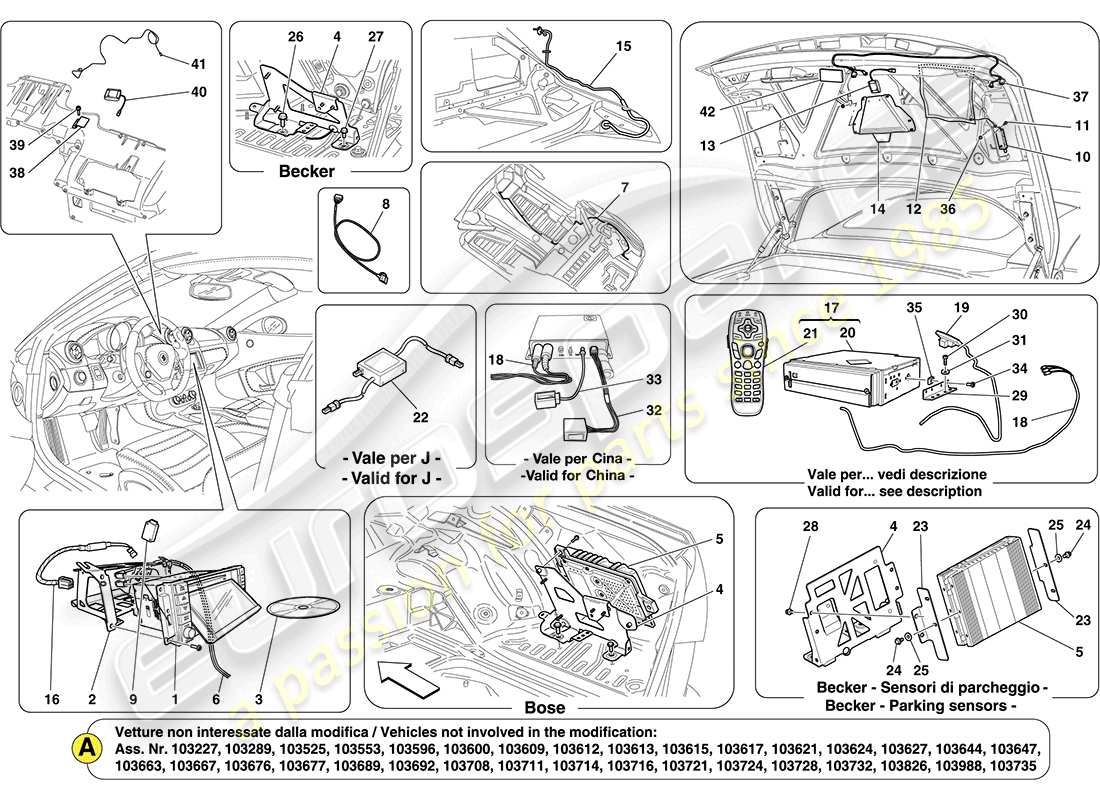 a part diagram from the ferrari california (rhd) parts catalogue