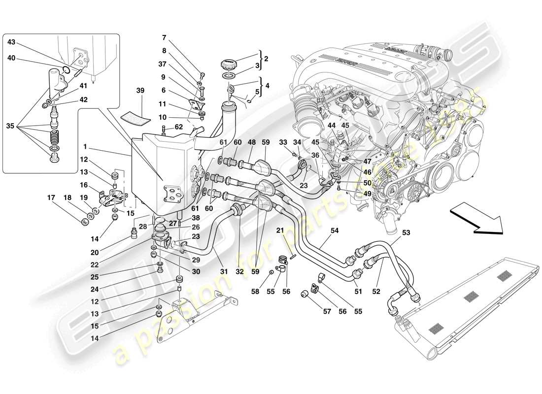 a part diagram from the ferrari 599 sa aperta (rhd) parts catalogue