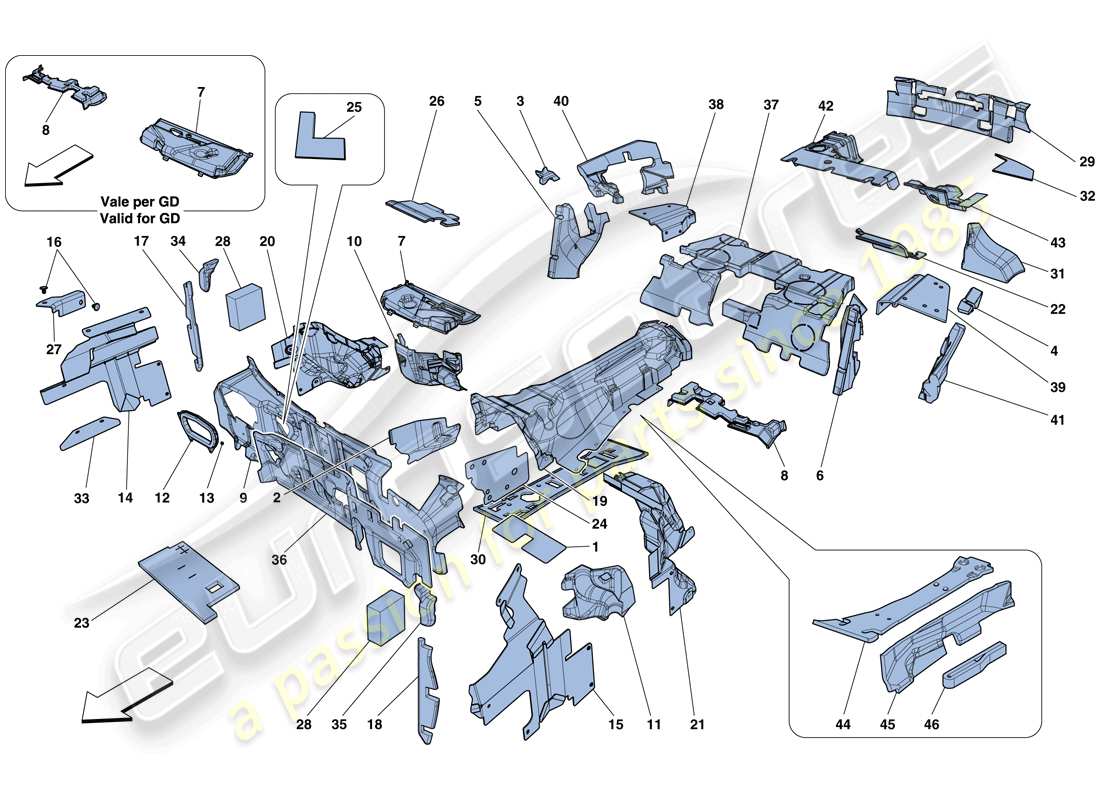 a part diagram from the ferrari f12 berlinetta (rhd) parts catalogue