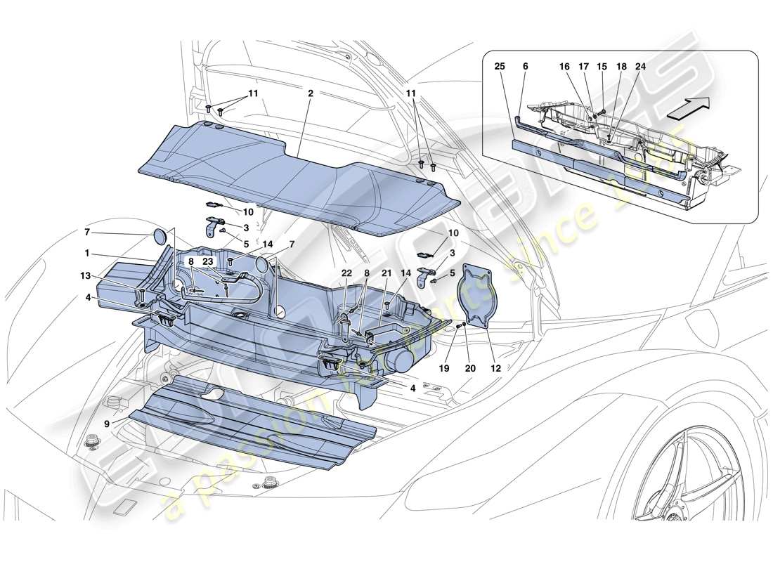 a part diagram from the ferrari laferrari aperta (usa) parts catalogue