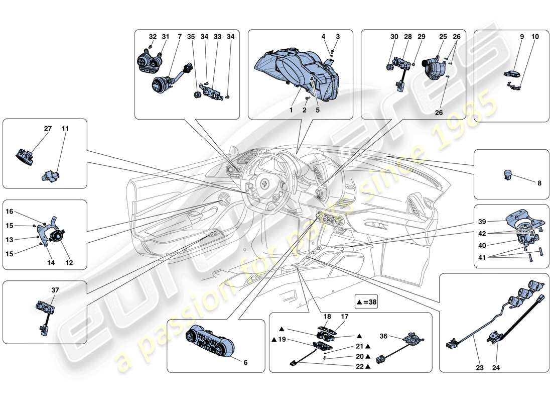 a part diagram from the ferrari 488 spider (usa) parts catalogue