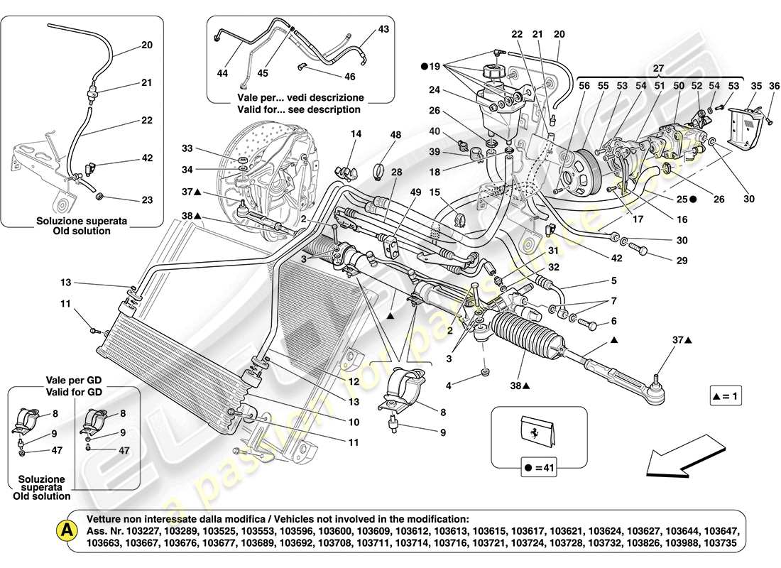a part diagram from the ferrari california (europe) parts catalogue