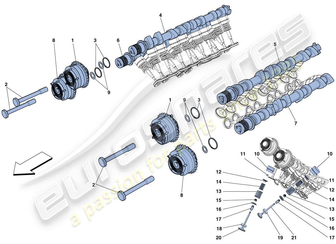 a part diagram from the ferrari 458 spider (rhd) parts catalogue