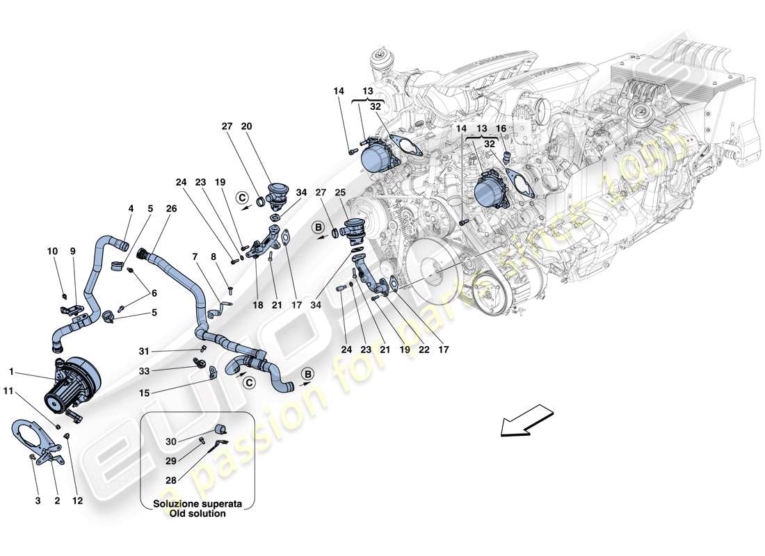 a part diagram from the ferrari 488 gtb (usa) parts catalogue
