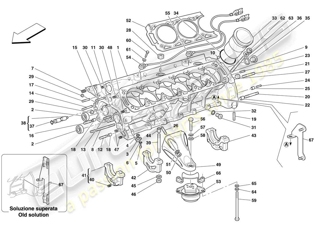 a part diagram from the ferrari 612 sessanta (rhd) parts catalogue