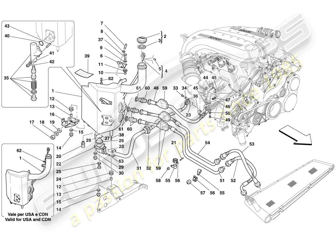 a part diagram from the Ferrari 599 GTO (RHD) parts catalogue