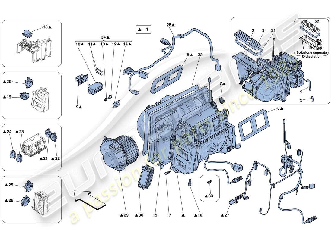 a part diagram from the ferrari 458 italia (rhd) parts catalogue