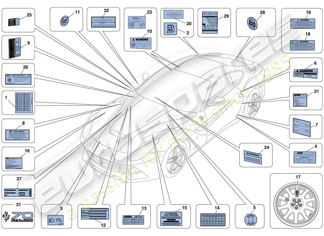 a part diagram from the ferrari f12 berlinetta (rhd) parts catalogue