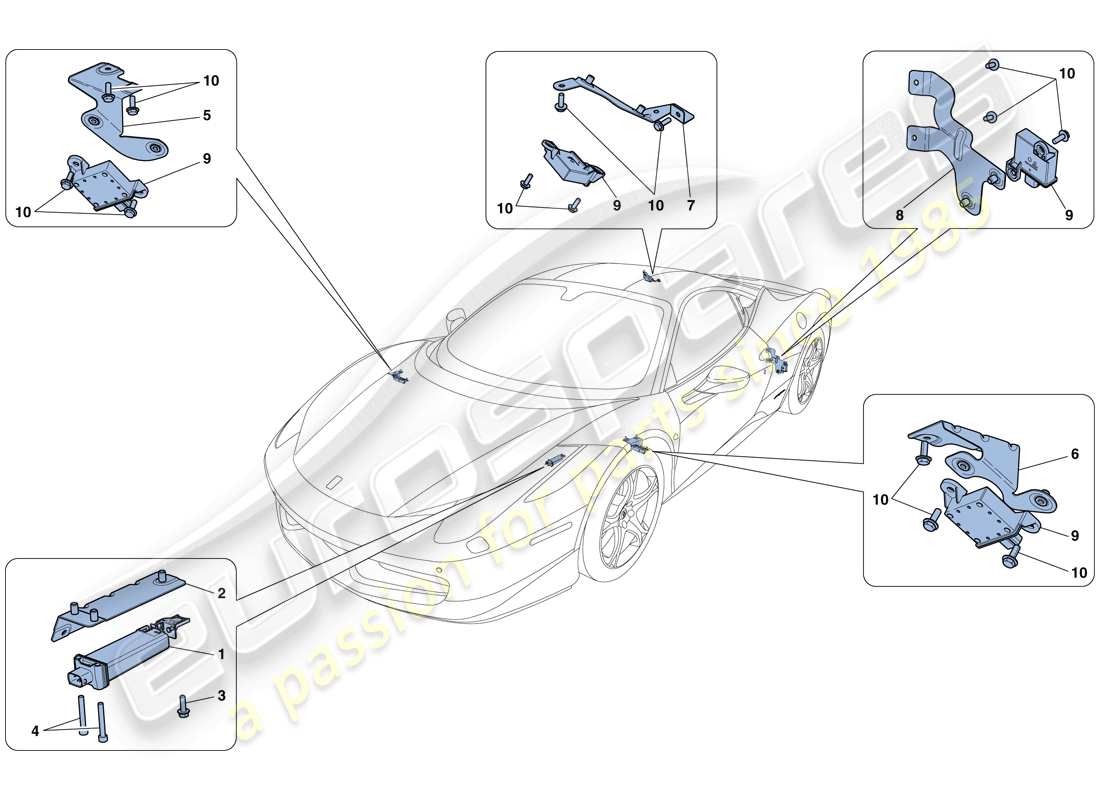 a part diagram from the ferrari 458 italia (usa) parts catalogue
