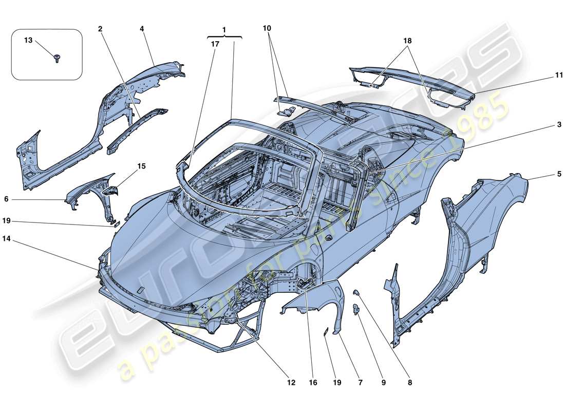 a part diagram from the ferrari 458 spider (usa) parts catalogue