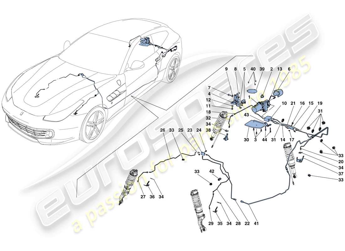 a part diagram from the ferrari gtc4 lusso (europe) parts catalogue