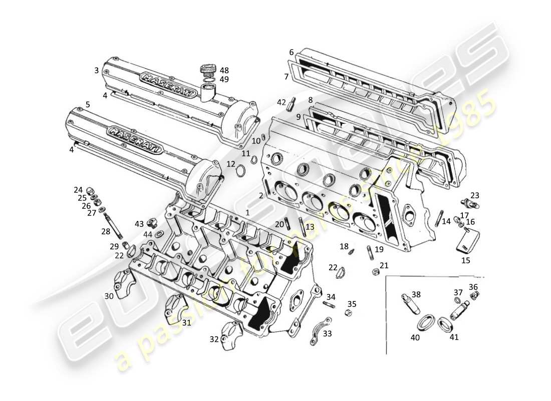 VIEW PARTS DIAGRAMS FROM THE MASERATI KYALAMI PARTS CATALOGUE a part diagram from the maserati kyalami parts catalogue
