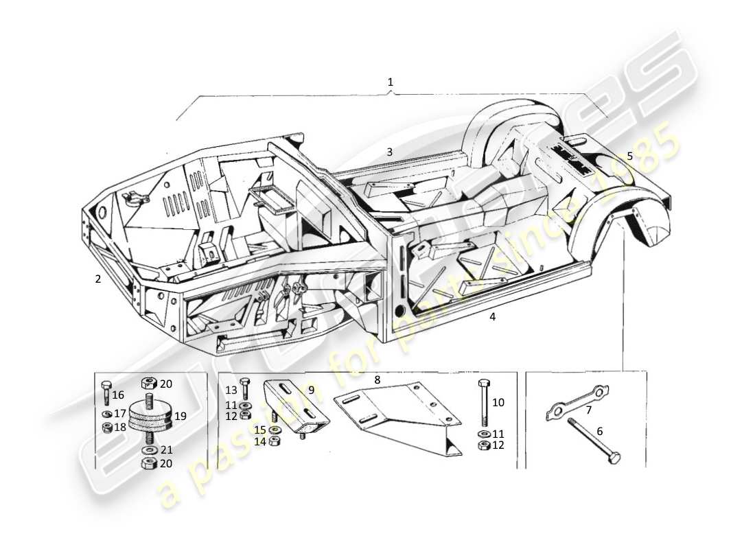 VIEW PARTS DIAGRAMS FROM THE MASERATI KYALAMI PARTS CATALOGUE a part diagram from the maserati kyalami parts catalogue