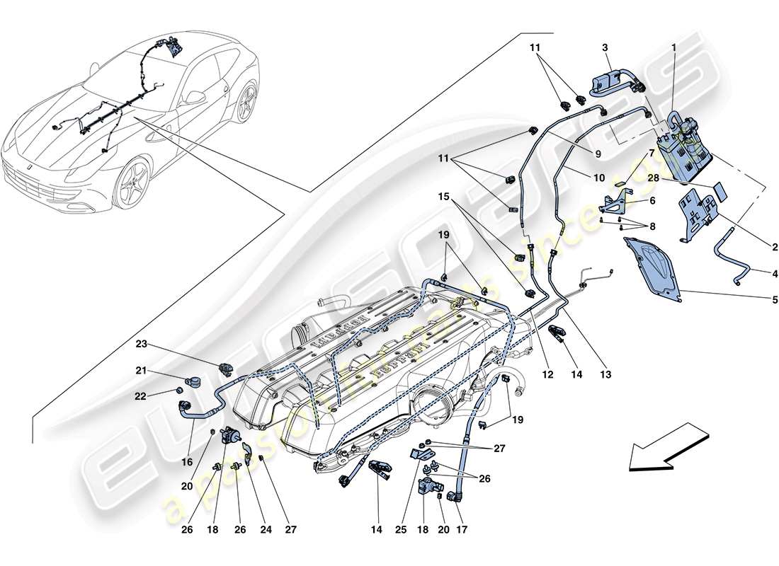 a part diagram from the ferrari ff (europe) parts catalogue