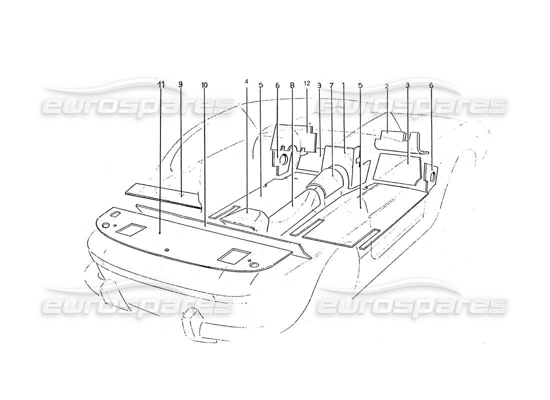 ferrari 330 gtc (coachwork) inner under carpets (isolanti) part diagram