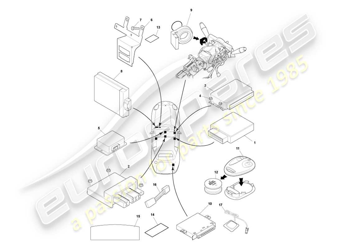 aston martin db7 vantage (2003) electronic control modules part diagram