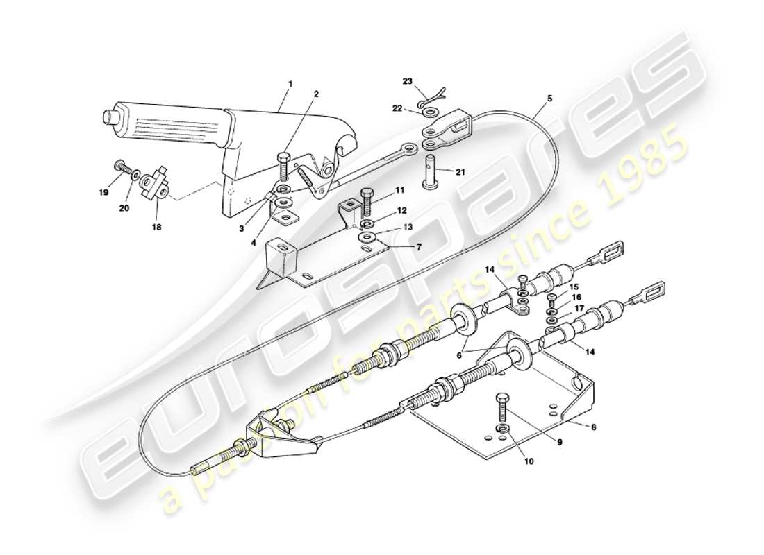 aston martin v8 coupe (1999) handbrakes parts diagram