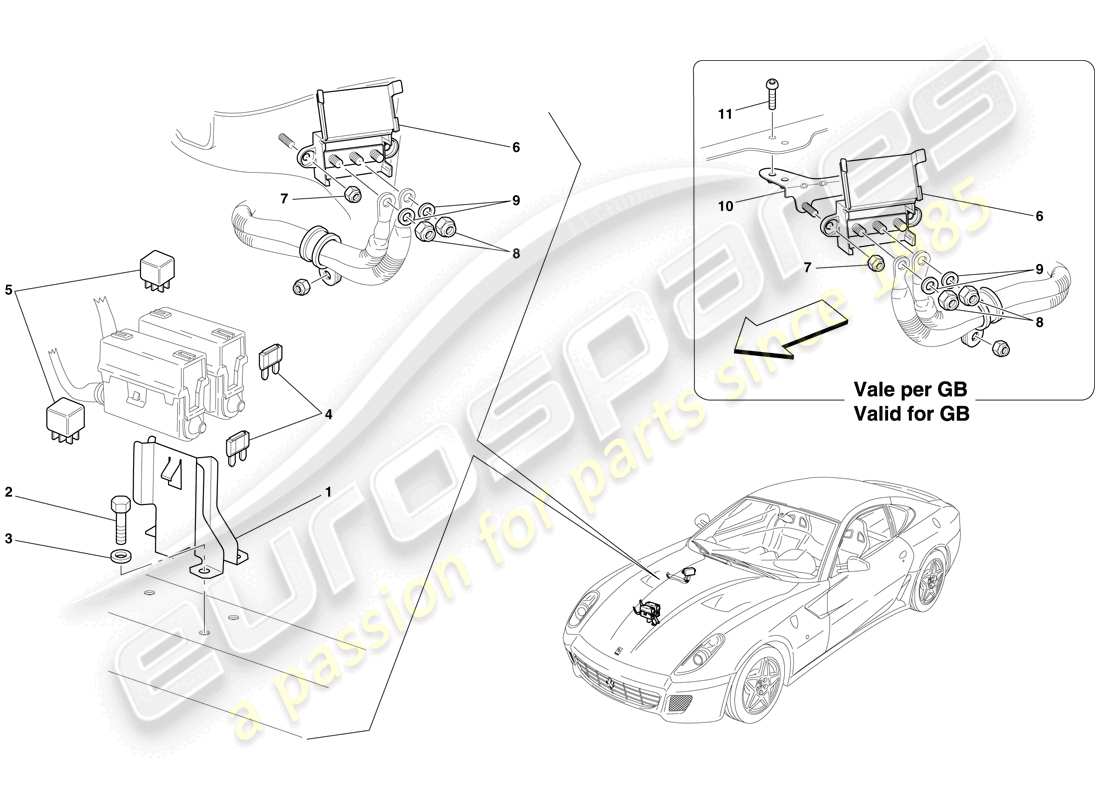 ferrari 599 gtb fiorano (europe) engine compartment ecus parts diagram