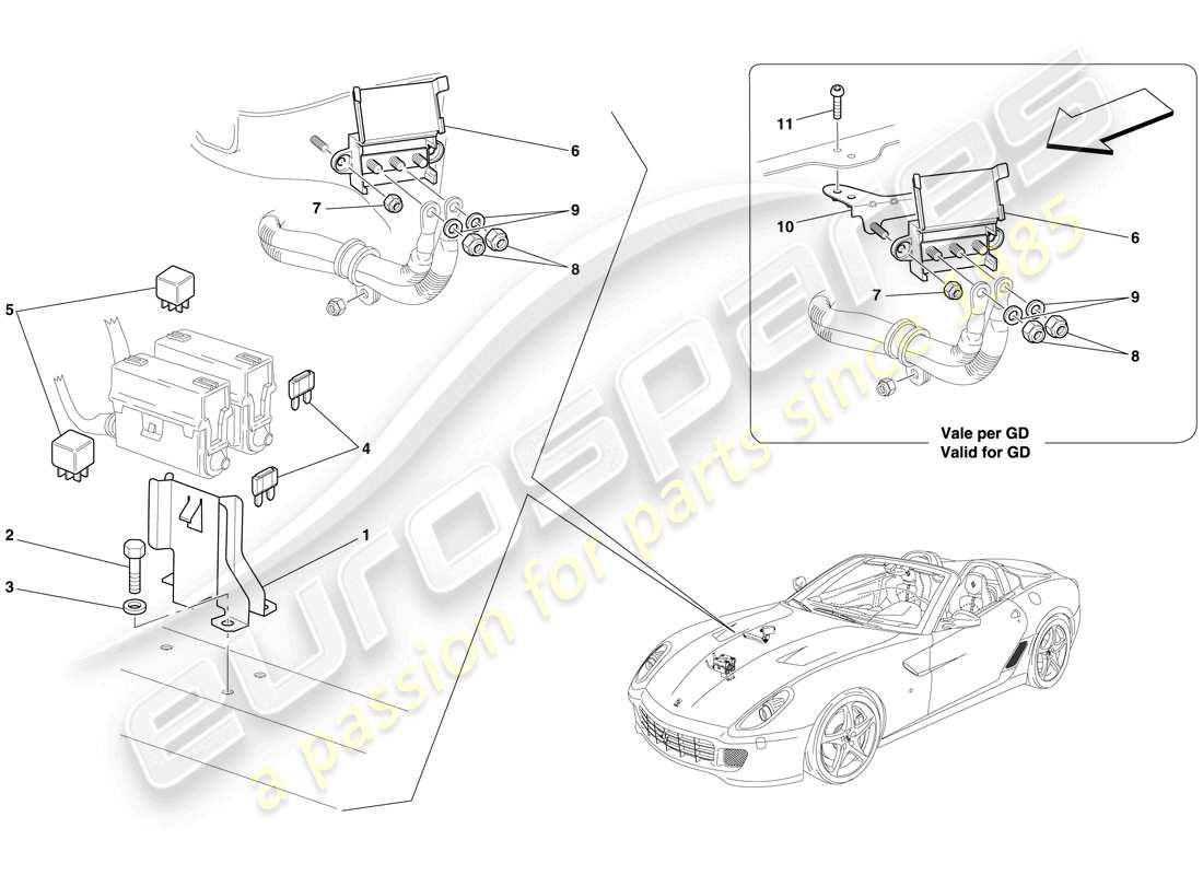 ferrari 599 sa aperta (rhd) engine compartment ecus part diagram