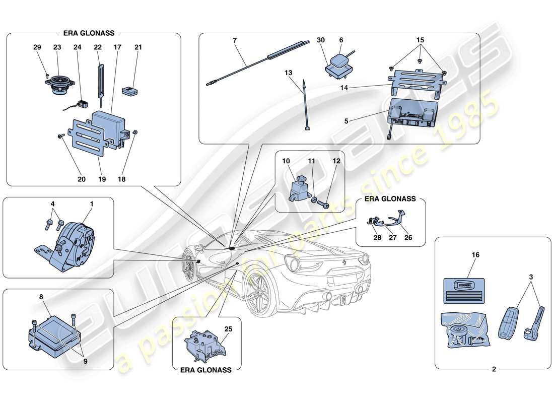 ferrari 488 gtb (europe) antitheft system parts diagram
