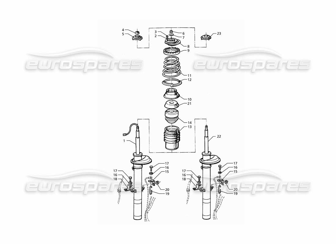 maserati qtp. 3.2 v8 (1999) front shock absorber (post modification) parts diagram