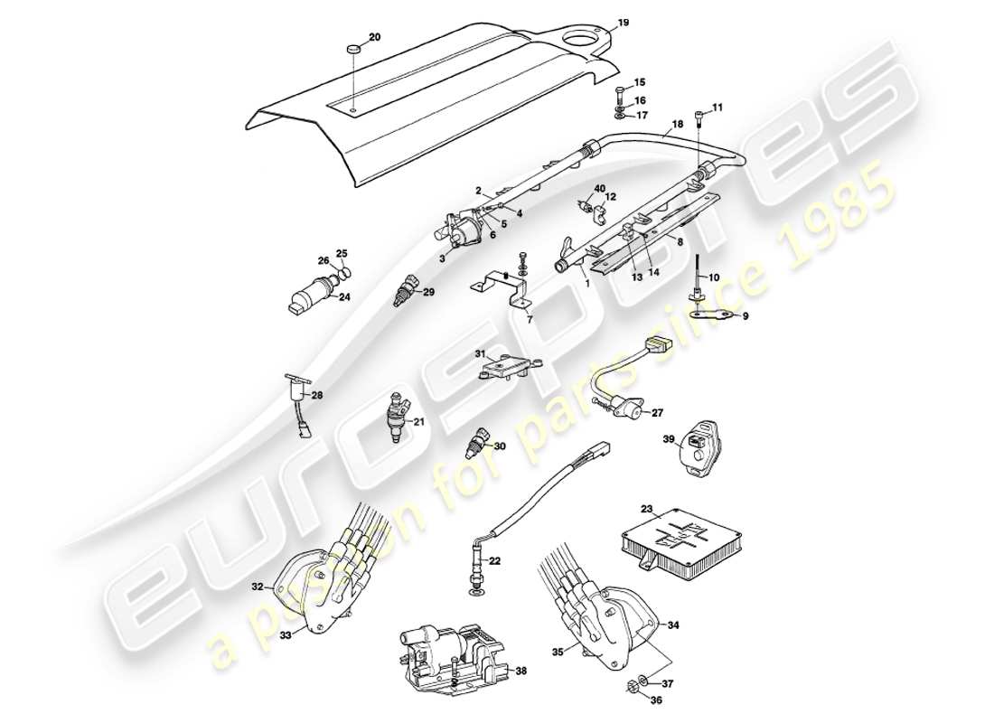 aston martin v8 volante (1999) electronic fuel injection part diagram