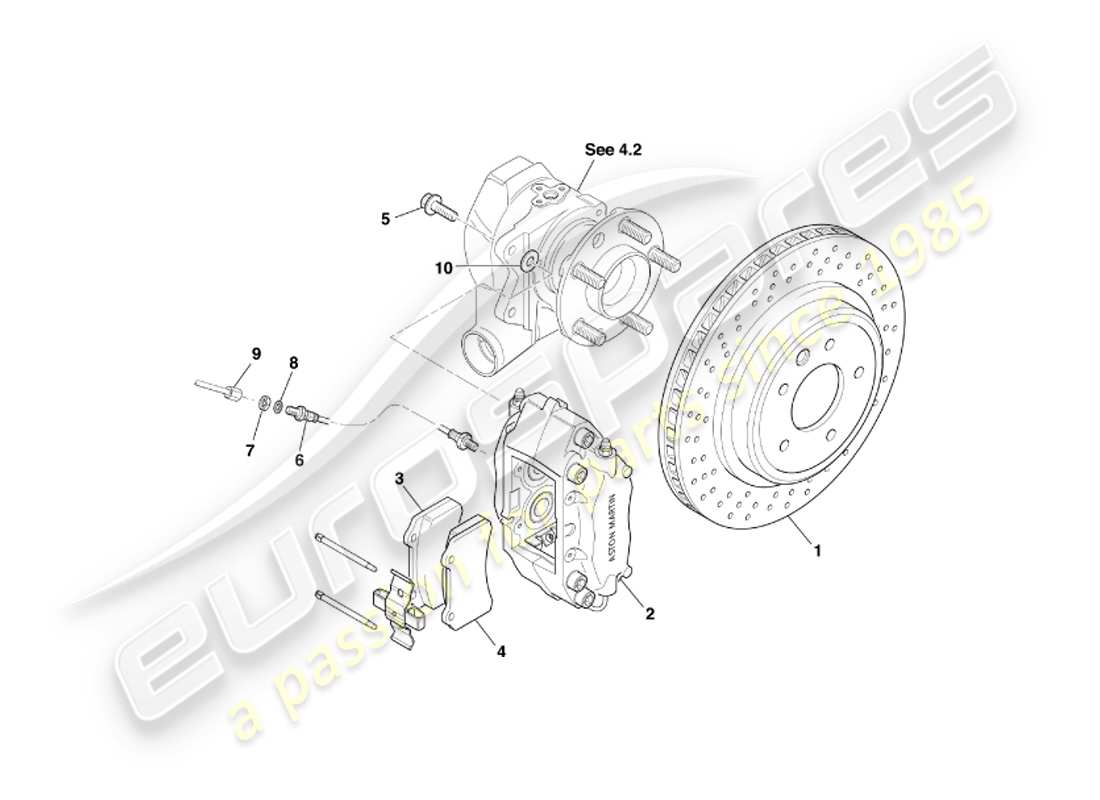 aston martin db7 vantage (1999) rear brakes part diagram