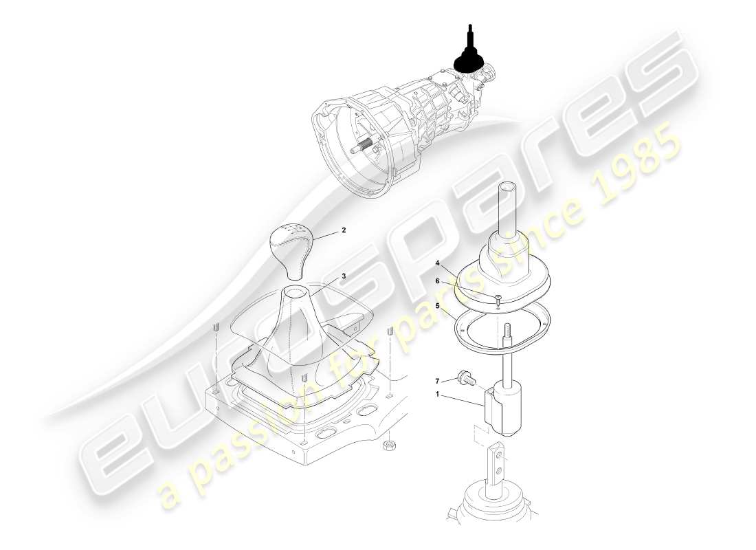 aston martin db7 vantage (1999) manual gearbox & gar selector assy part diagram