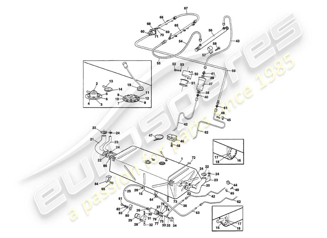 aston martin v8 volante (2000) fuel system part diagram