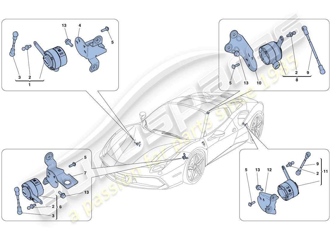 ferrari 488 spider (rhd) electronic management (suspension) parts diagram