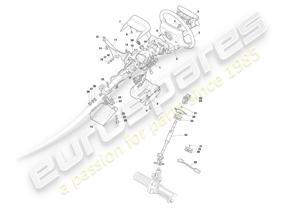 aston martin db7 vantage (1999) steering column part diagram