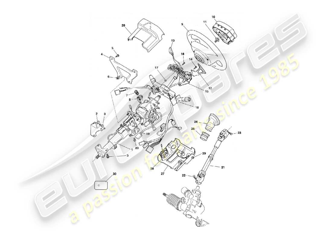aston martin vanquish (2003) steering column part diagram