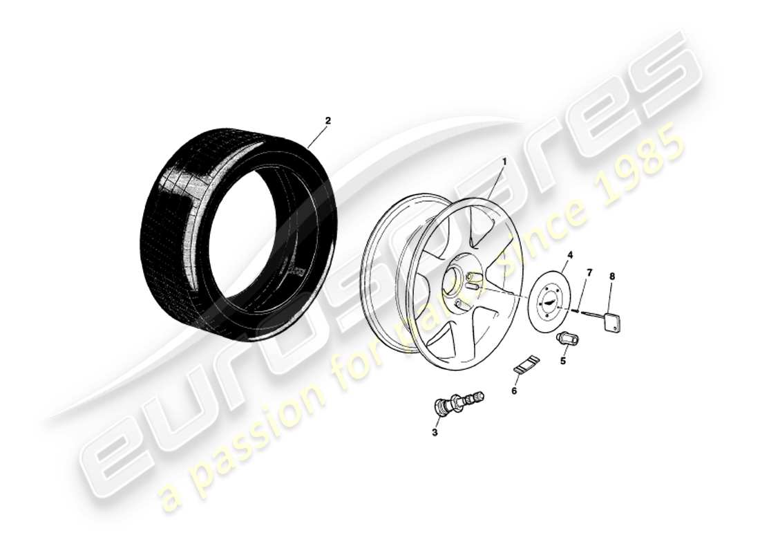 aston martin v8 coupe (2000) wheels & tyres part diagram