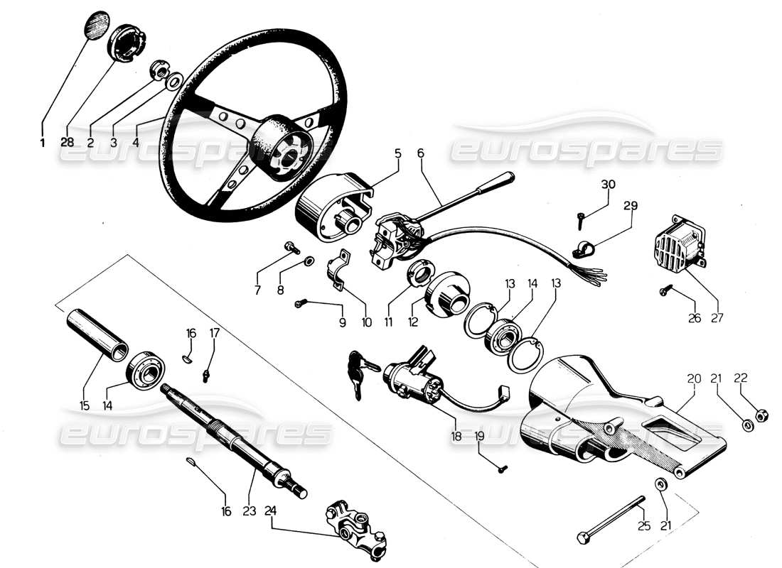 lamborghini espada steering column (gran bret, irlanda, australia) part diagram