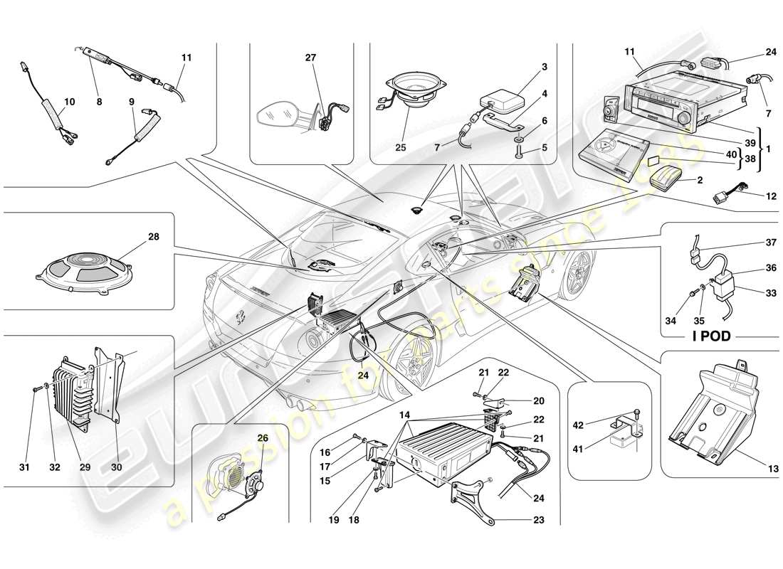 ferrari 599 gtb fiorano (usa) hi-fi system parts diagram