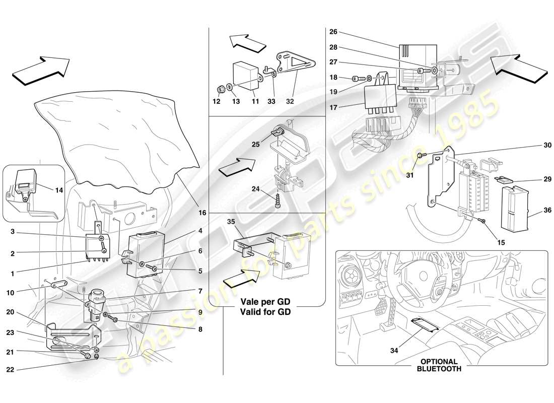 ferrari f430 spider (rhd) front passenger compartment ecus parts diagram
