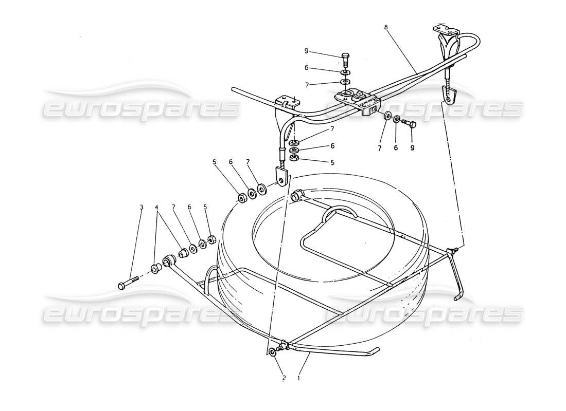 maserati 418 / 4.24v / 430 spare wheel housing parts diagram