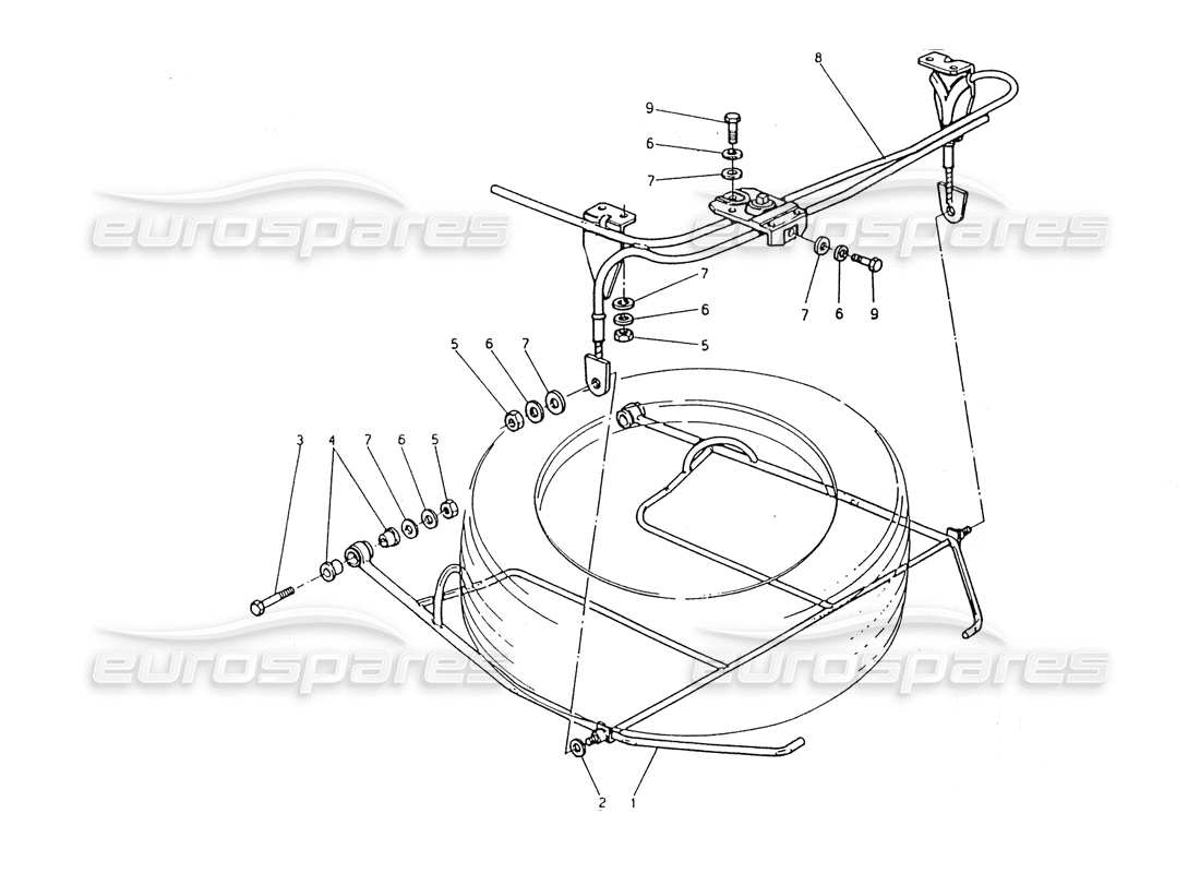 maserati 418 / 4.24v / 430 spare wheel housing part diagram
