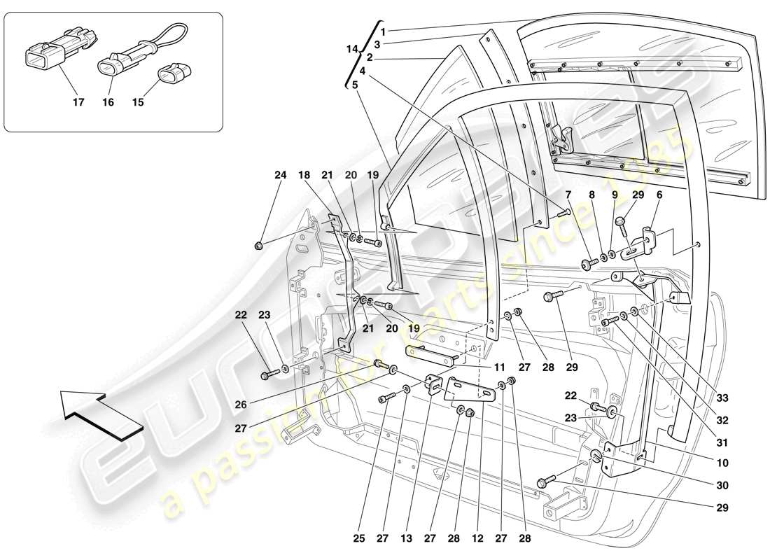 ferrari f430 scuderia spider 16m (europe) quarterlight part diagram