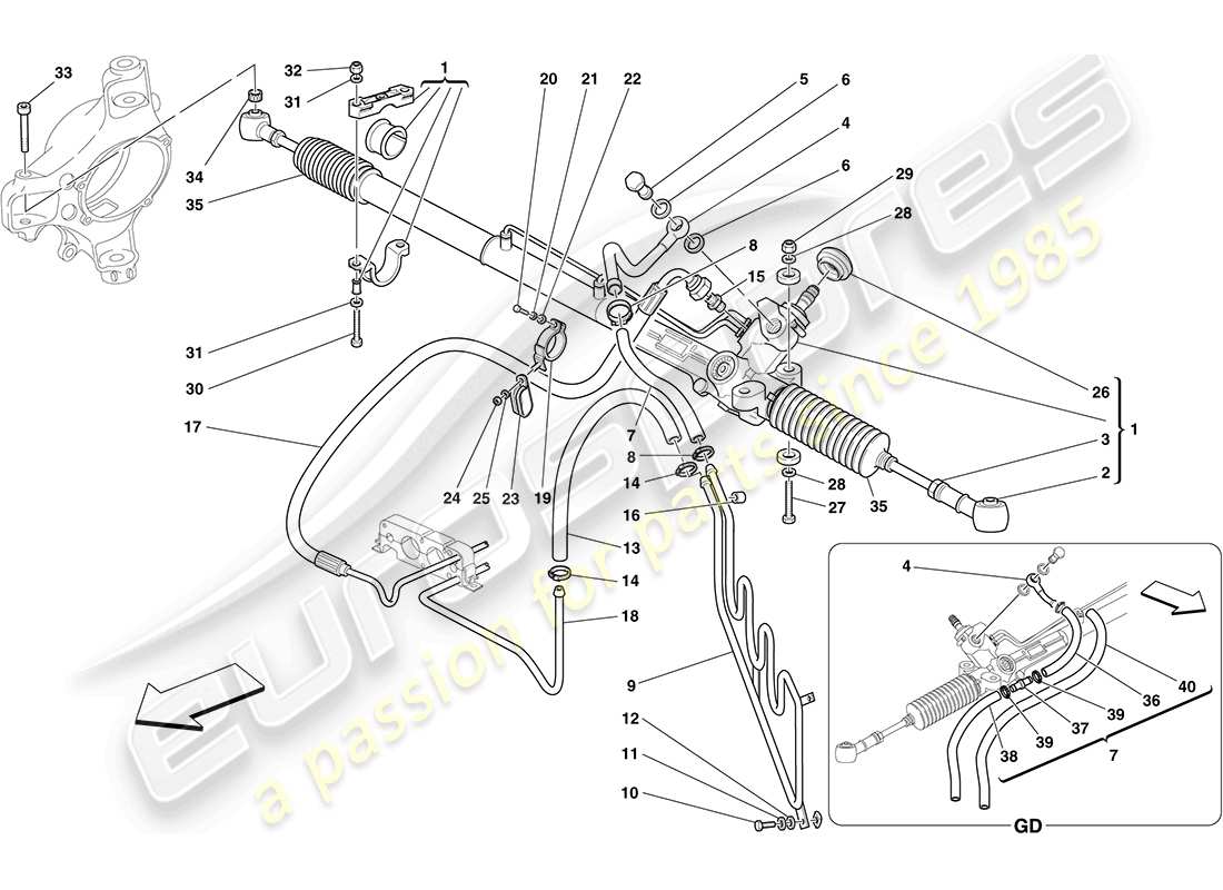 ferrari f430 coupe (rhd) hydraulic power steering box and serpentine coil parts diagram