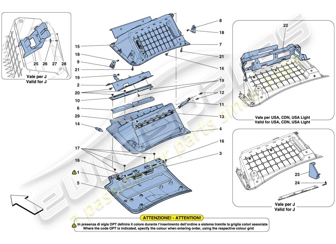 ferrari gtc4 lusso (usa) glove compartment parts diagram