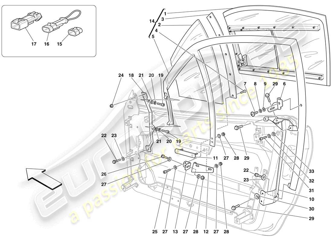 ferrari f430 scuderia spider 16m (rhd) quarterlight parts diagram