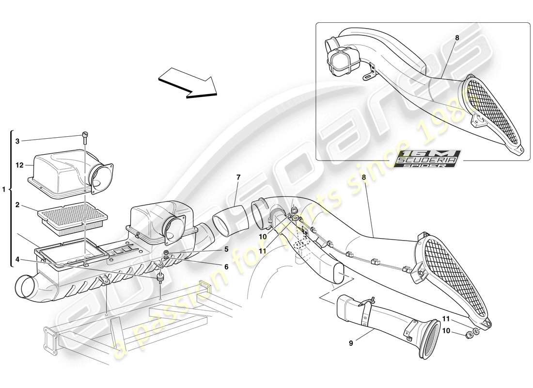 ferrari f430 scuderia (usa) air intake part diagram